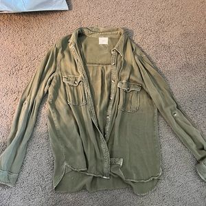 army green button up